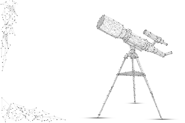 Resumo mash line e apontar telescópio em fundo branco com uma inscrição vector cosmos