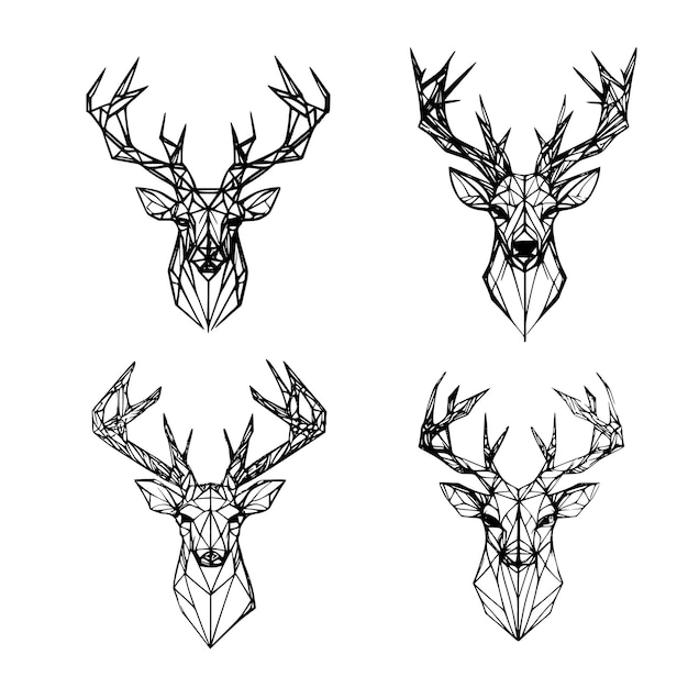 Resumo poligonal a cabeça de um veado Geométrico animal linear Vector