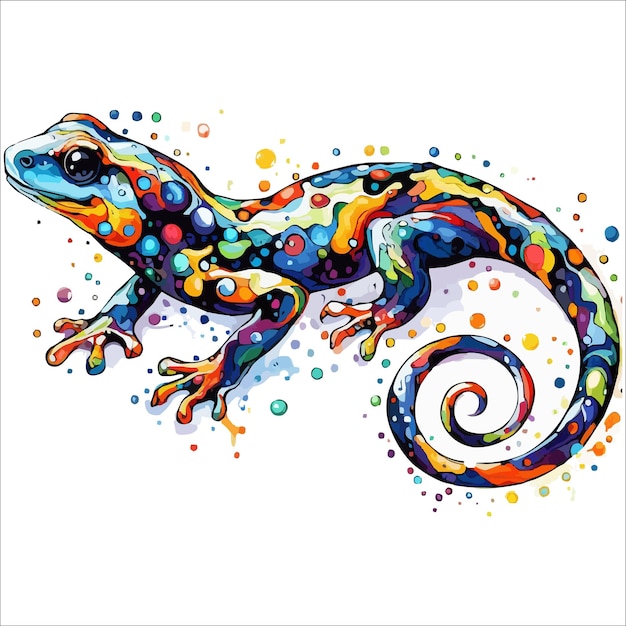 Vetor resumo salamandra pinturas multicoloridas ilustração vetorial de desenho colorido