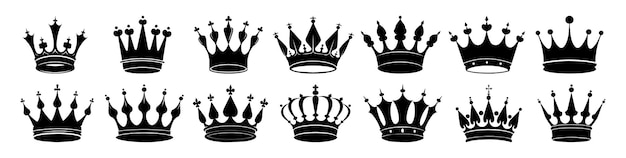 Vetor resumo vector king crown icons pack design template (template de projeto do pacote de ícones do rei do vetor)