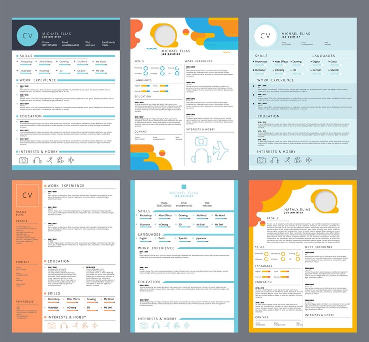 Vetor retomar o modelo. currículo de negócios minimalista elegante carta moderna procura de emprego cv.