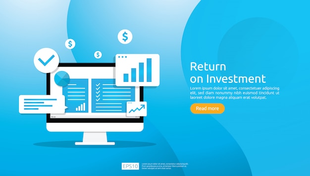 Retorno sobre o investimento roi conceito. sucesso de setas de crescimento de negócios. gráfico aumentar lucro. finanças, estendendo-se.