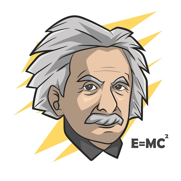 Retrato de desenho animado da ilustração vetorial de albert einstein