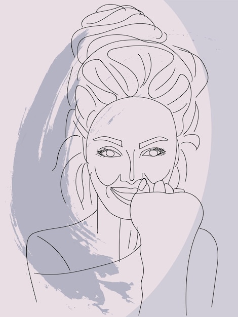 Retrato de desenho de linha de uma capa de logotipo de menina boho vector moderno retrato de mulher agradável