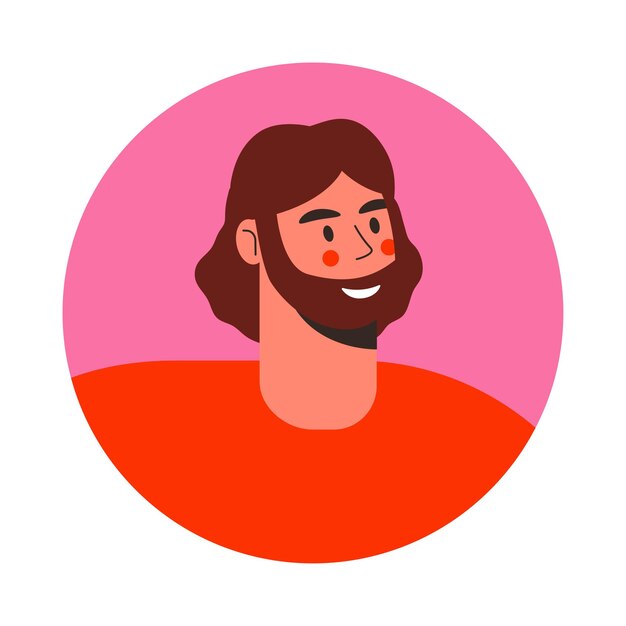 Vetor retrato de homem em moldura redonda avatar de personagem masculino isolado em fundo branco perfil do usuário