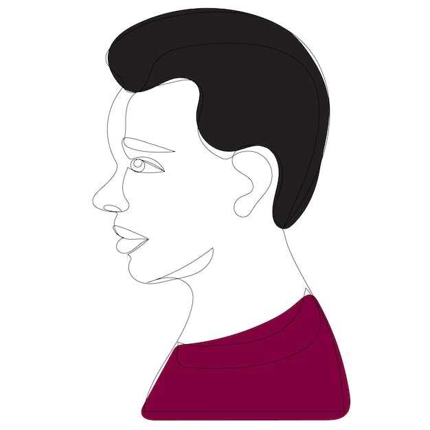 Retrato de homem em perfil uma linha contínua desenhando vetor isolado