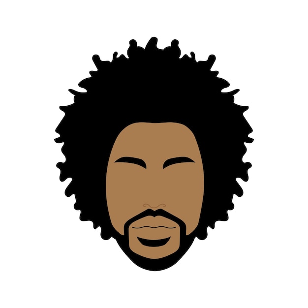 Vetor retrato de homem negro com design afro encaracolado barbearia e penteado desportivo jovem negro saudável com bigode de barba e costeletas avatar isolado do rapper em fundo branco