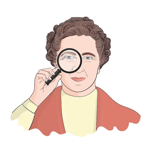 Vetor retrato de ilustração vetorial de agatha christie