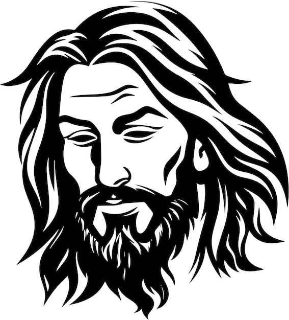 Retrato de Jesus preto e branco Ai gerado