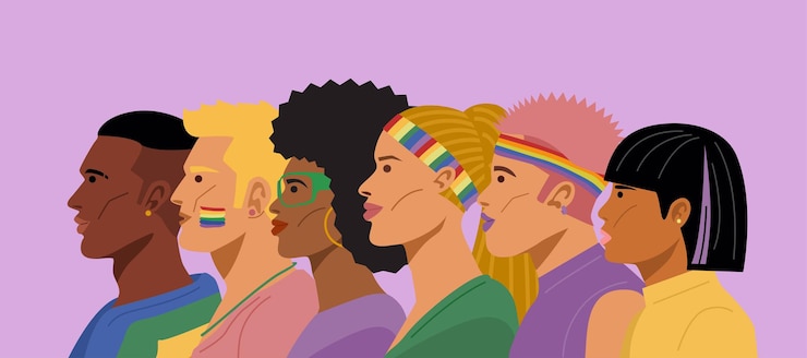 Vetor retrato de jovens lgbtq. ilustração vetorial