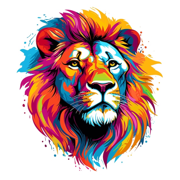 Retrato de leão abstrato em estilo de vetor pop art gerado por IA