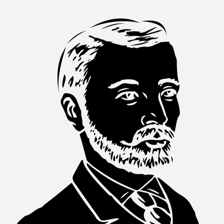 Vetor retrato de linha contínua do homem negro com design simétrico de ilustração de rosto bonito