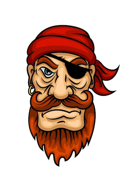 Retrato de marinheiro pirata ruiva de desenho animado
