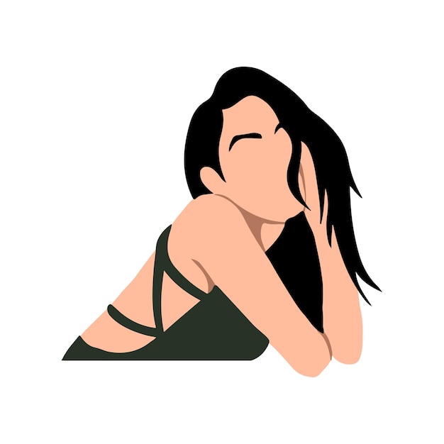 retrato de mulher desenhado à mão abstrato