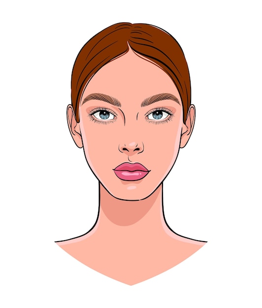 Retrato de mulher jovem e bonita. Ilustração vetorial