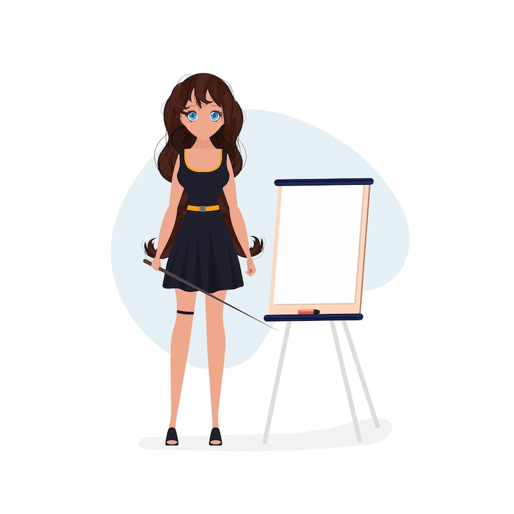 Vetor retrato de personagem feminina de uma jovem professora asiática sorridente