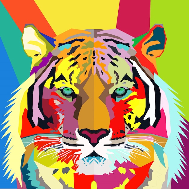 Retrato de Pop Art de tigre colorido