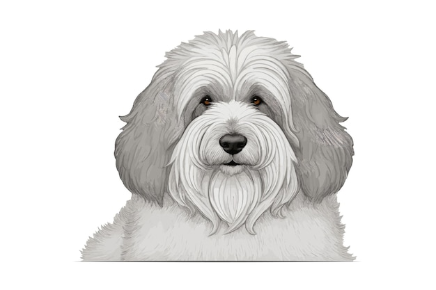 Vetor retrato de rosto de cão bonito desenhado à mão com caneta e tinta em estilo vintage isolado em fundo branco