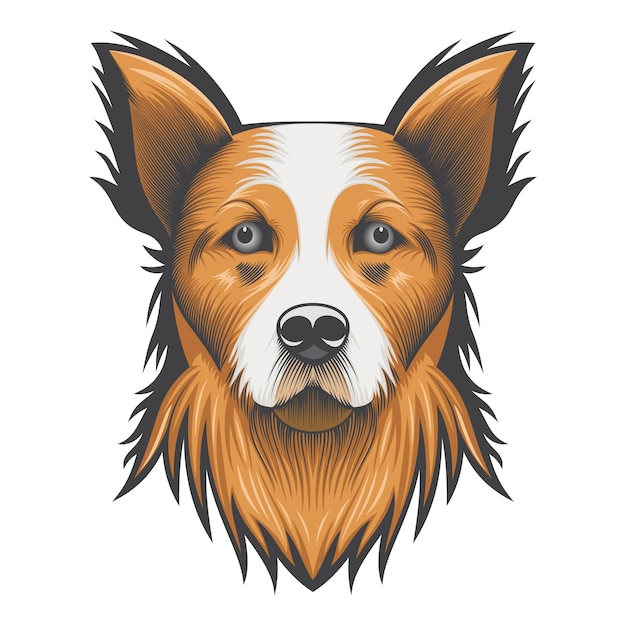 Retrato de um cachorro welsh corgi - ilustração vetorial - logotipo de rosto de cachorro