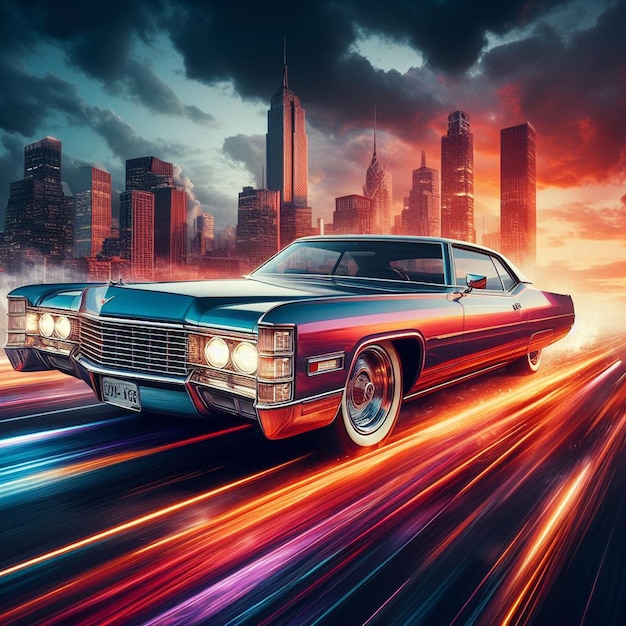 Vetor retrato de um carro americano eua v8 cadillac eldorado ilustração de arte vetorial avatar icon wal