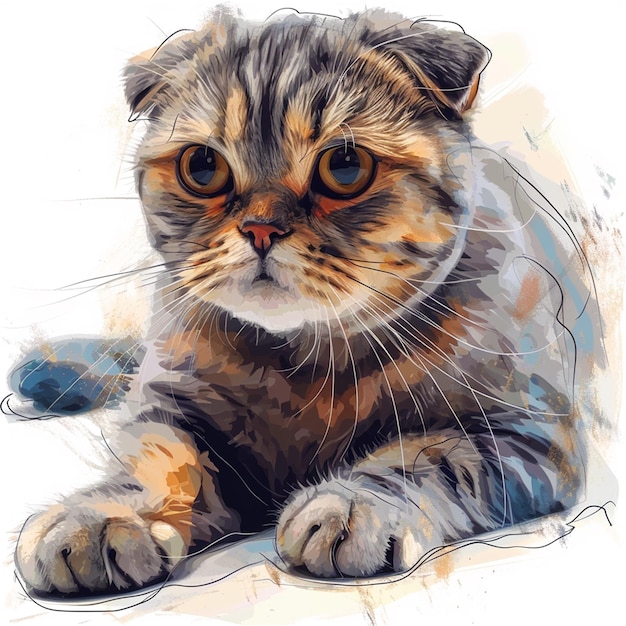 Retrato de um gatinho escocês ilustração vetorial