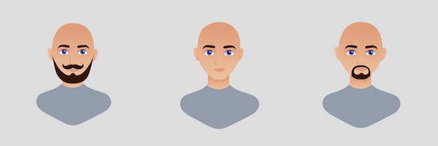 Retrato de um homem careca com barba ilustração vetorial plana