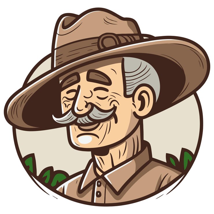 Vetor retrato de um homem de chapéu em um retrato de velho safari