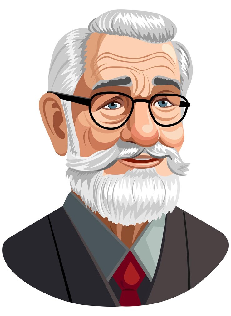 Vetor retrato de um homem idoso em estilo de desenho animado