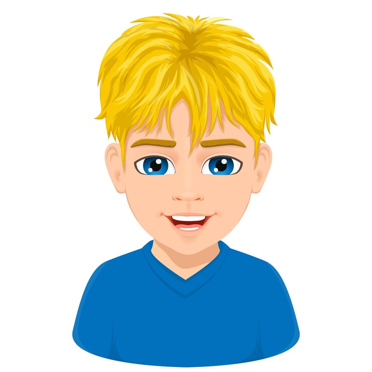 Vetor retrato de um menino sorridente com cabelo loiro