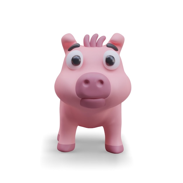 Vetor retrato de um porco rosa bonito em estilo de desenho animado realista
