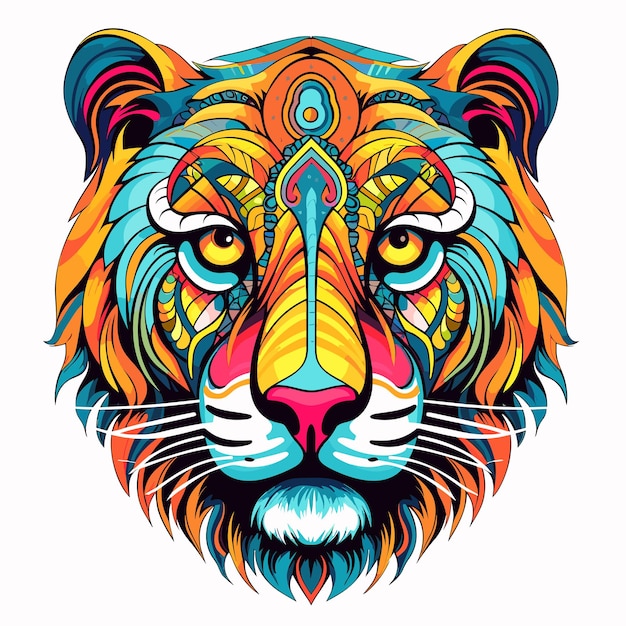Retrato de um tigre no estilo pop art Modelo para camiseta e adesivo