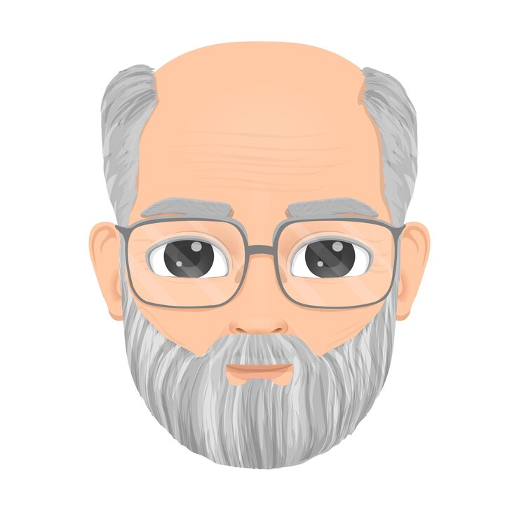 Vetor retrato de um velho com óculos e calvície