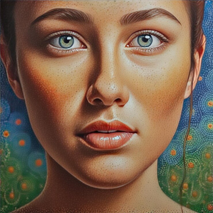 Vetor retrato de uma bela jovem mulher com maquiagem brilhante retrato de um belo jovem mulher wit
