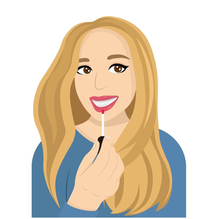 Vetor retrato de uma garota blogueira que pinta os lábios, maquiagem, vetor plano, líder de opinião