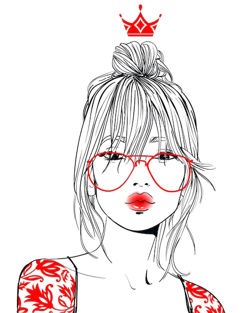 Retrato de uma jovem mulher bonita com óculos