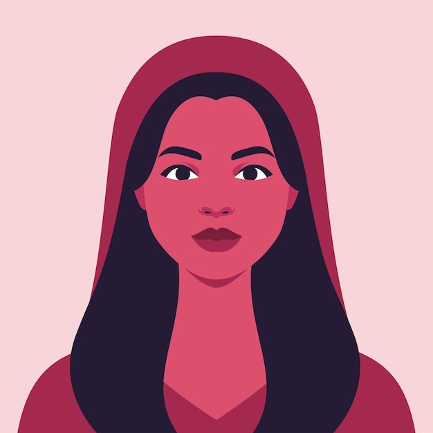 Retrato de uma jovem mulher com cabelo comprido em um capuz