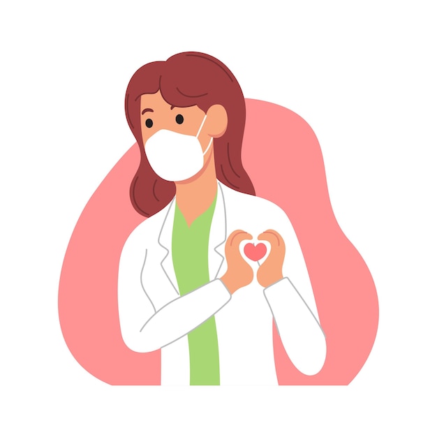 Retrato de uma médica com emoticons de amor