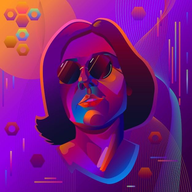 Retrato de uma menina com óculos Arte digital Gráficos vetoriais