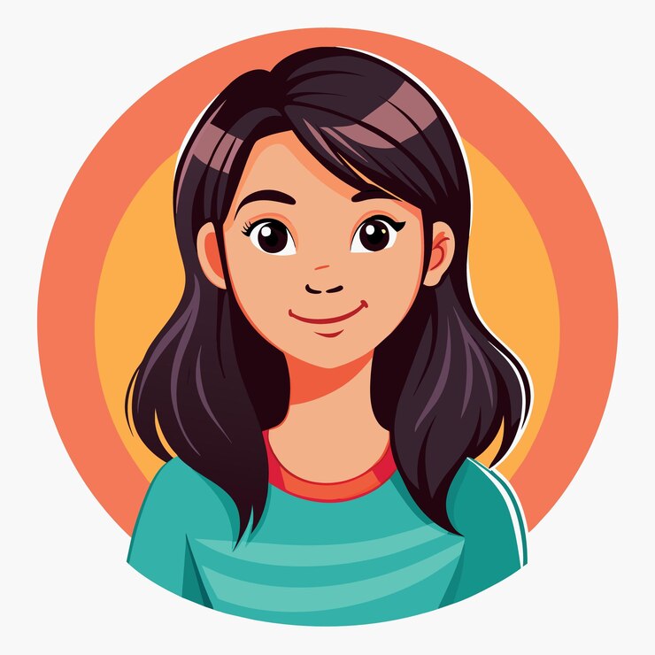 Vetor retrato de uma menina de cor escura com um sorriso