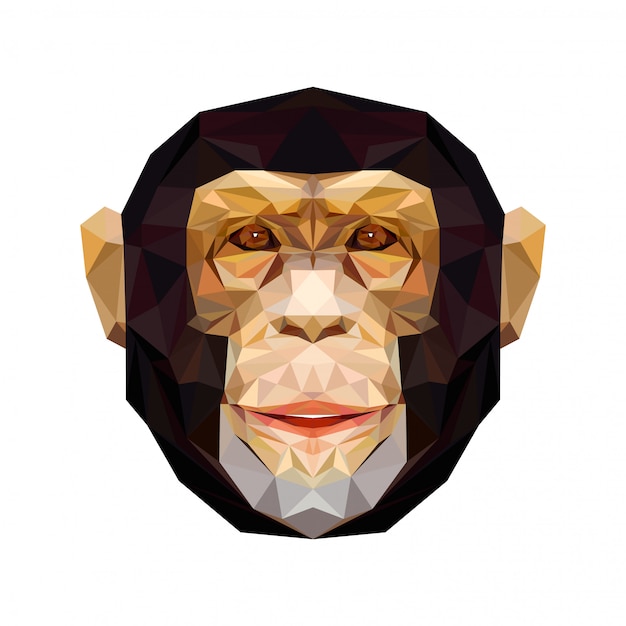 Retrato de vetor de macaco poligonal. macaco de ilustração do triângulo para uso como impressão na camiseta e cartaz