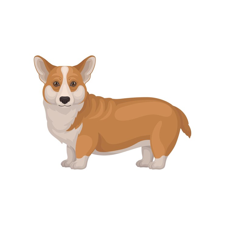 Vetor retrato em comprimento completo de um lindo corgi galês de vista lateral cão adorável animal de estimação doméstico elemento gráfico para cartaz promocional da loja do zoológico ícone vetorial plano detalhado isolado em fundo branco