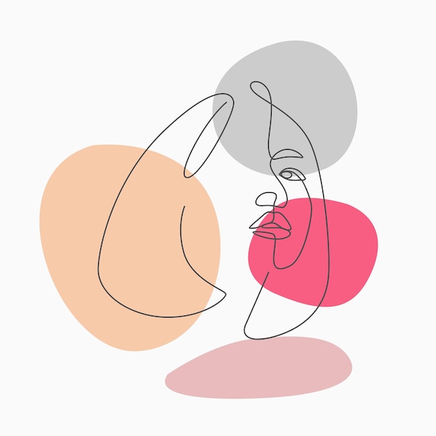 Retrato feminino de mulher em estilo de arte de linha mínima.