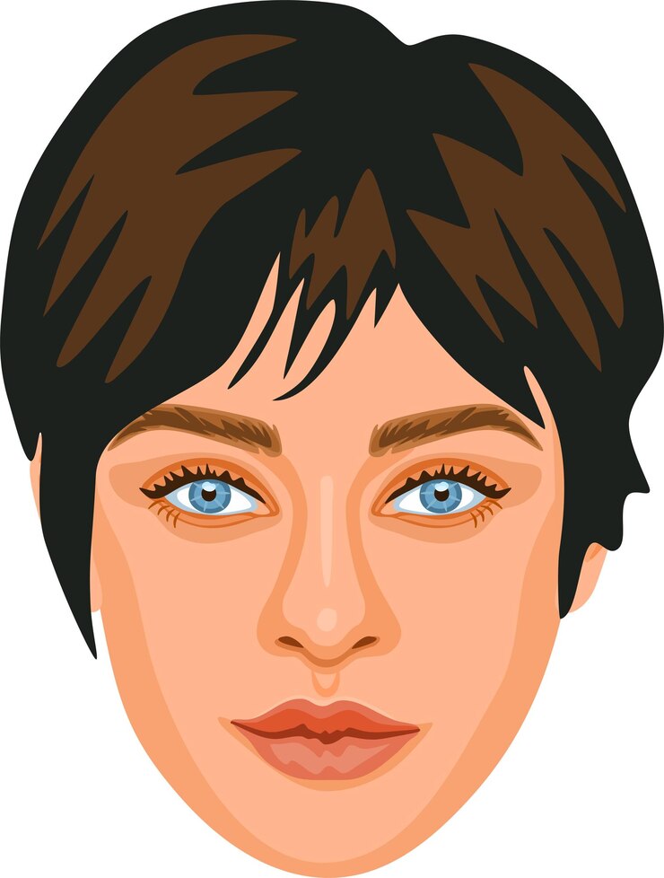Vetor retrato feminino milenar com cabelo curto moreno avatar detalhado de mulher bonita e elegante