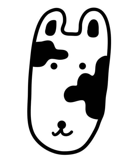Vetor retrato linear de gato preto e branco em objeto de estilo doodle vetorial para avatar de design