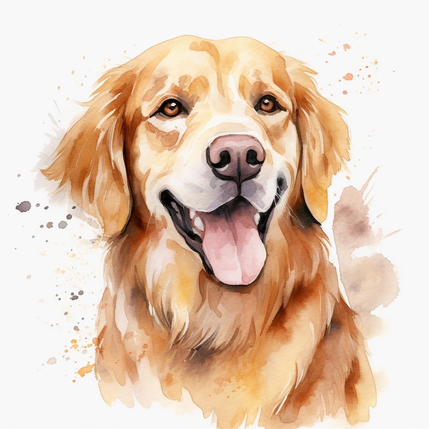 Retrato pacífico de cão em aquarela contra um fundo branco