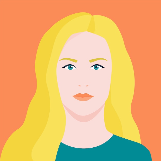 Retrato plano minimalista de uma mulher loira Avatar de uma garota caucasiana