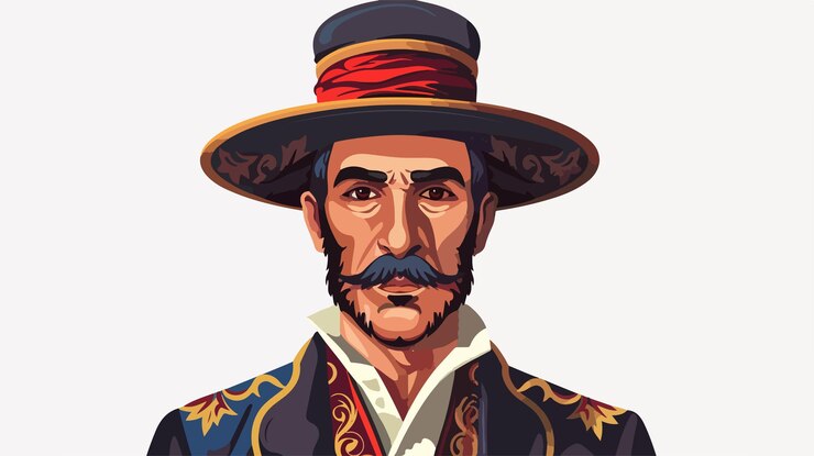 Vetor retrato tradicional de um homem turco com um chapéu autêntico