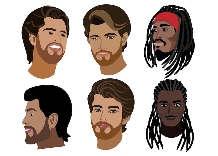 Vetor retratos de avatares de homens bonitos
