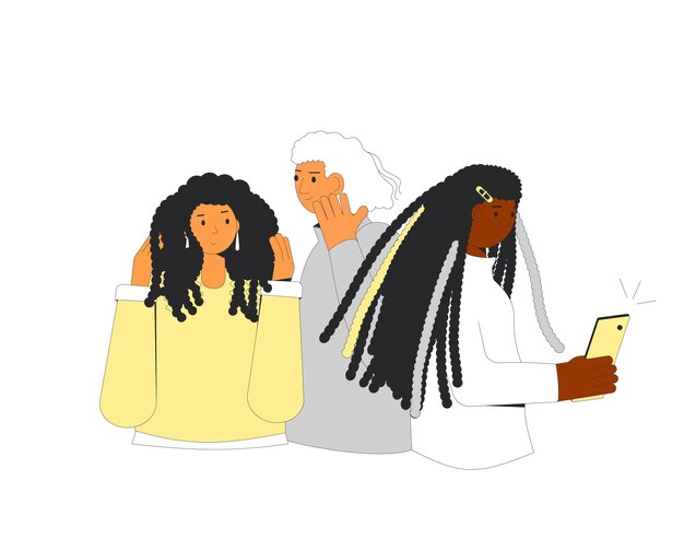 Retratos de três mulheres com diferentes tipos de cabelos encaracolados