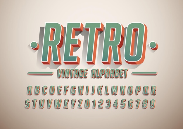 Retro 3d fashion font design vector